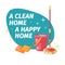 Template banner with mop and bucket for house cleaning. Layout for Cleaning service with cleaning product for floor