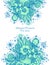 Template with Beautiful abstract flowers bouquet blue on white