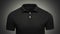 Template black Polo shirt concept closeup front view. Polo T-shirt mockup with empty space on collar for your brand