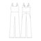 template bootcut jumpsuit vector flat design outline clothing collection