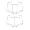 Template boxer briefs vector flat design outline clothing underwear