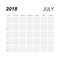 Template of calendar for July 2018