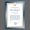 Template for a certificate or diploma in blue and gold colors. A strict and elegant frame for expressing gratitude, award to the