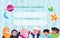 Template certificate of participation with kids children Islamwearing hijab veil style illustration colorful fun style