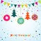 Template Christmas greeting card, ribbon, vector