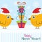 Template Christmas greeting card with a rooster, vector