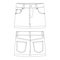 Template cropped denim hot pants vector illustration flat design