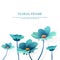 Template design banner with flower decor. Place for you text. Summer blue flower frame. Vector.