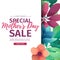 Template design discount banner for happy mother`s day. Square poster for special mother`s day sale with flower