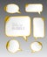 Template of different empty gold speech bubbles with curved corner for dialogue and thought communication
