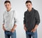 Template fashion mockup white and black hoodie on a man, front view