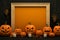 A template featuring grainy texture, framed Halloween pumpkins with varied expressions