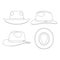 Template fedora wide brim hat vector illustration flat sketch design outline