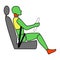 Template figure man sitting in a car driver. Crash test. Sign. Profile view. Vector illustration