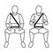 Template figure man sitting in a car driver and passenger. Crash test. Sign. View in front. Vector illustration