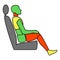 Template figure man sitting in a car passenger. Crash test. Sign. Profile view. Vector illustration