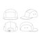 Template five panel hat vector outline