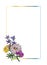 Template frame with a bouquet of wild flowers chamomile, bell, tansy, violet.