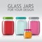 Template of glass jars. Bottle juice, jam, liquids