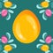 Template Of Happy Easter Postcard. Multicolored Ornament Easter Eggs With Big Gold Glitter Paschal Egg In The Mint Tones