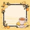 Template, healthy orange juice, blank page, postcard, bright pattern, edge decorated with oranges and orange juice,Generated AI