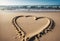 template heart sand space text beach drawn sand banner Painted heart