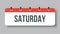 Template icon page calendar, day of week Saturday