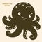 Template for laser cutting, wood carving, paper cut. Silhouettes for cutting. Octopus vector stencil