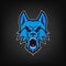 Template of logo with angry wolf head. Emblem for sport team. Ma