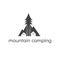Template logo with camping tent,mountains and tree.