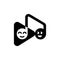 Template logo musical note and play button with funny emoticons.