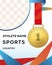 template Olympics banner for the first champion with the gold medal. vector design. with transparent background for athlete photo