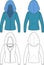 Template outline illustration of a blank hooded wo