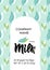 Template of packaging Milk tea, company name. Pattern with leaves, gold frame. Finished design for box, pack, business card of