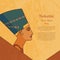 A template with the queen of Egypt Nefertiti in profile with a place for text.