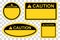 Template rectangle, square and oval yellow and black blank caution sign