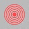 Template of red painful target spot. Pain circles. Sonar waves. Red rings of pain to indicate localization of ache. Vector