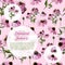 Template with  seamless pattern and stickers of  bouquets of pink echinacea flower. Hand drawn sketch.