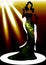 Template Shop logo fashion woman, silhouette diva and spotlight. Company brand name design, Beautiful luxury cover girl retro