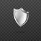 Template of silver metal security shield realistic vector illustration isolated.