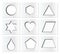 Template for simple geometric shapes with inner shadow - circle, hexagon, triangle, star, heart, drop, pentagon, trapezoid, rhombo