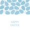 Template of square Easter greeting card. Blue decorated Easter eggs and branches in flat style.