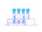 Template test tube with rack for medical design, logo. Blood sample vector isolated icon. Flat illustration in line art