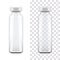 Template of transparent glass medical ampoule with aluminium cap. Packaging collection. Vector illustration.