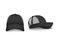 Template of trucker cap with mesh set realistic vector illustrations isolated.