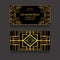 Template two-sided business card with golden luxury pattern