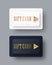 Template of vector classical strict gift cards with gold text