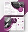 Template vector tri-fold brochure with a place for photo, semicircular and round elements.