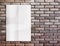 Template- White crumpled Poster on grunge brick wall and leave