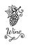 Template wine emblem with garden-stuffs and leaves of vine